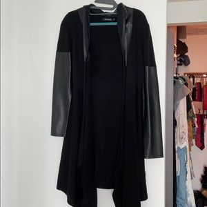 Blank NYC Hooded Knit Leather Cardigan/Jacket